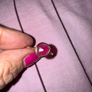 EUC Monica Vinader : Siren Gemstone Ring (size 9) Pink Quartz